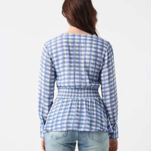 FLANNEL PRINT TOP VIBOOY - BLUE