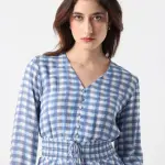 FLANNEL PRINT TOP VIBOOY - BLUE